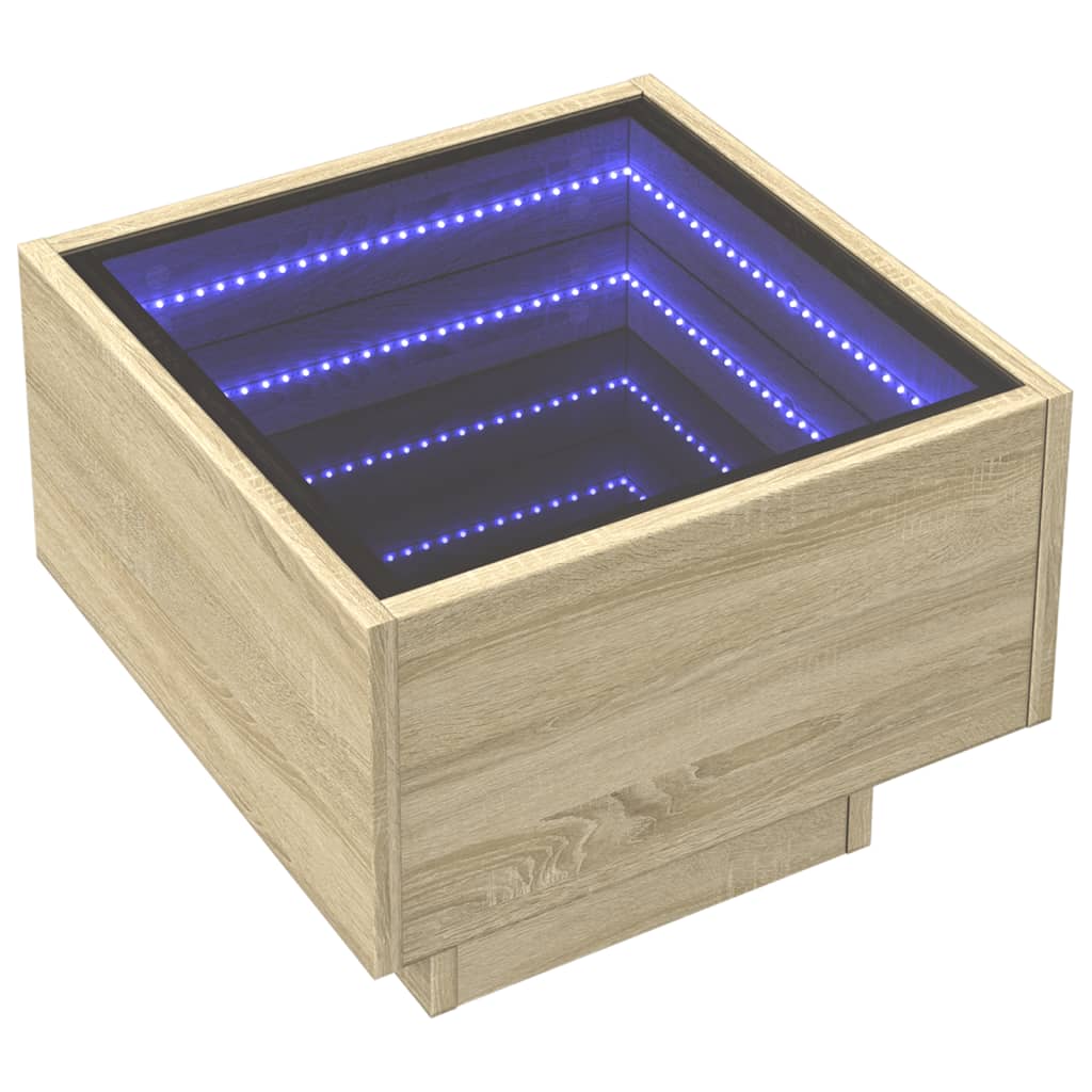 Stranska mizica z LED sonoma hrast 40x40x30 cm inženirski les