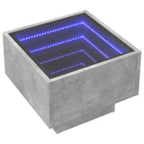 Stranska mizica z LED betonsko siva 40x40x30 cm inženirski les