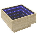 Klubska mizica LED sonoma hrast 50x50x30 cm inženirski les