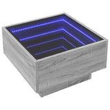 Klubska mizica LED siva sonoma 50x50x30 cm inženirski les