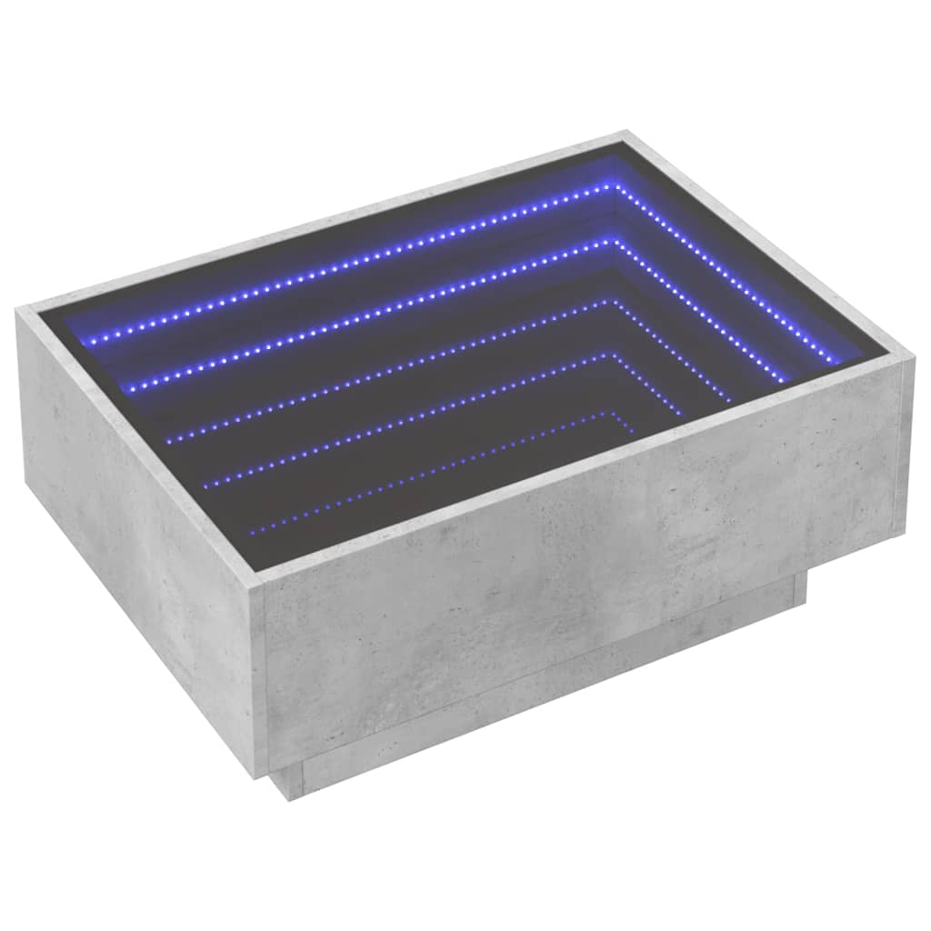 Klubska mizica LED betonsko siva 70x50x30 cm inženirski les