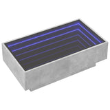 Klubska mizica LED betonsko siva 90x50x30 cm inženirski les