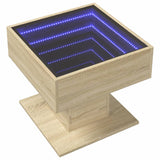 Klubska mizica LED sonoma hrast 50x50x45 cm inženirski les