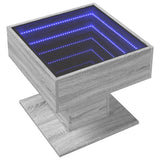 Klubska mizica LED siva sonoma 50x50x45 cm inženirski les