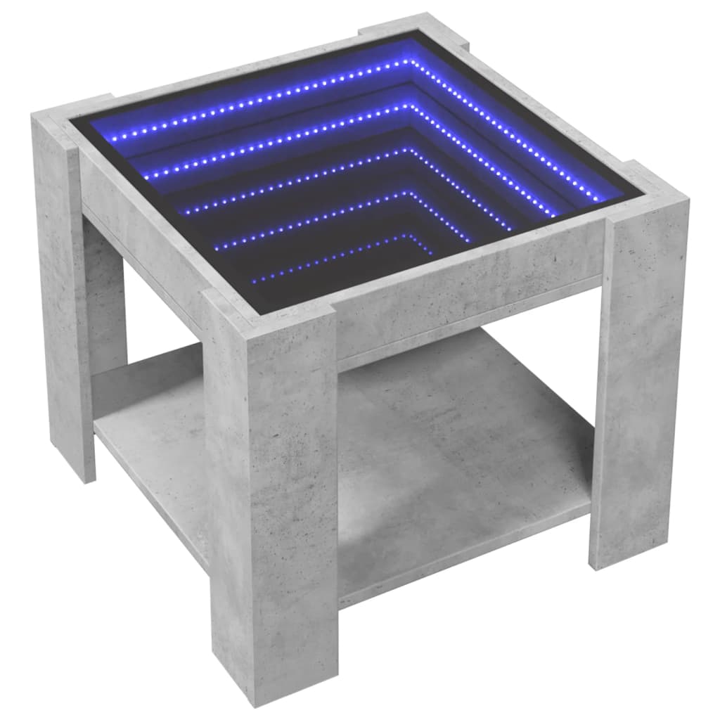 Klubska mizica LED betonsko siva 53x53x45 cm inženirski les