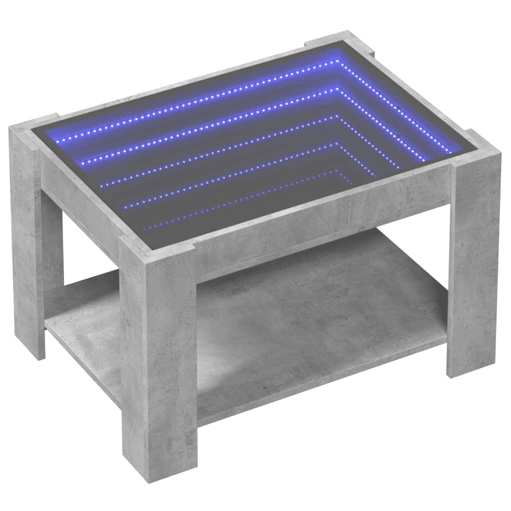 Klubska mizica LED betonsko siva 73x53x45 cm inženirski les