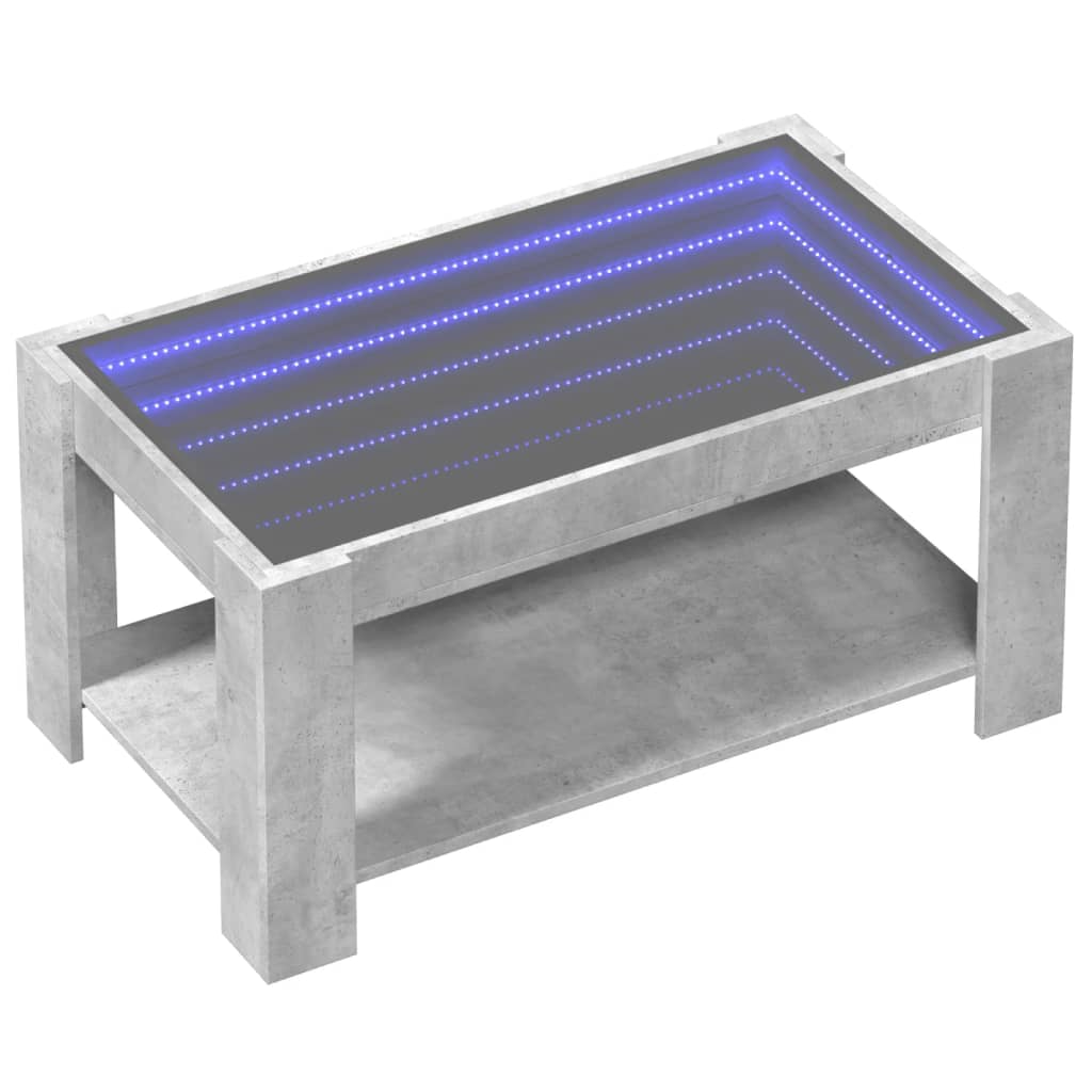 Klubska mizica LED betonsko siva 93x53x45 cm inženirski les