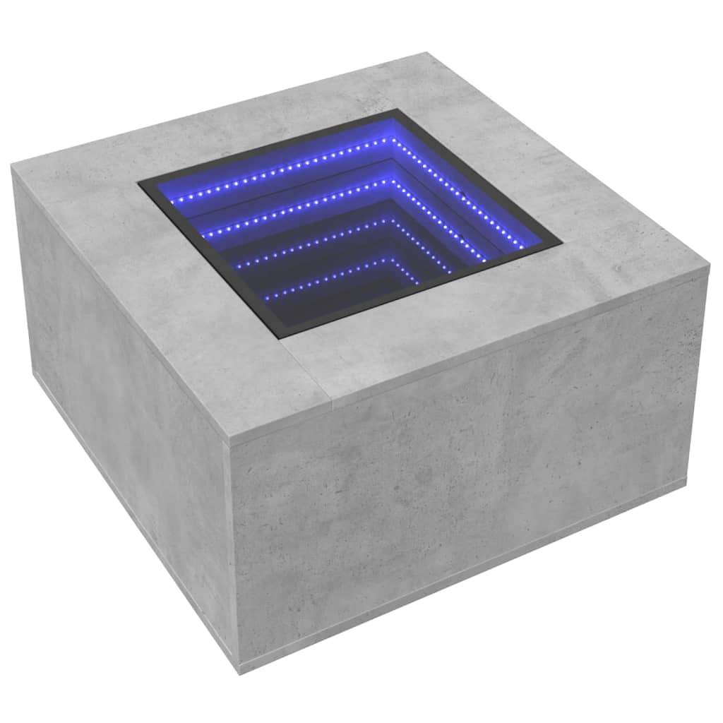 Klubska mizica LED betonsko siva 60x60x40 cm inženirski les