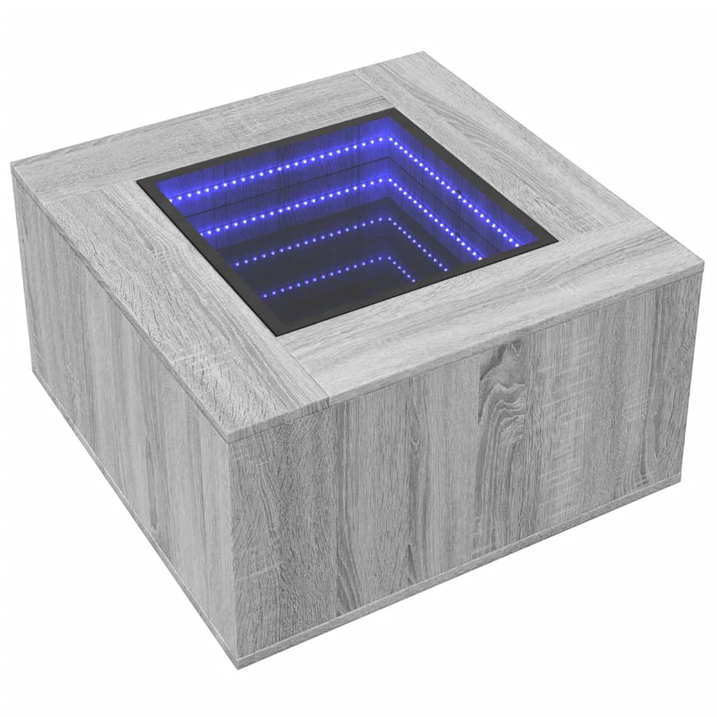 Klubska mizica LED siva sonoma 60x60x40 cm inženirski les