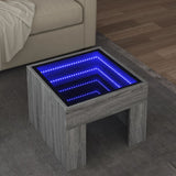 Klubska mizica z neskončnimi LED siva sonoma 40x40x30 cm