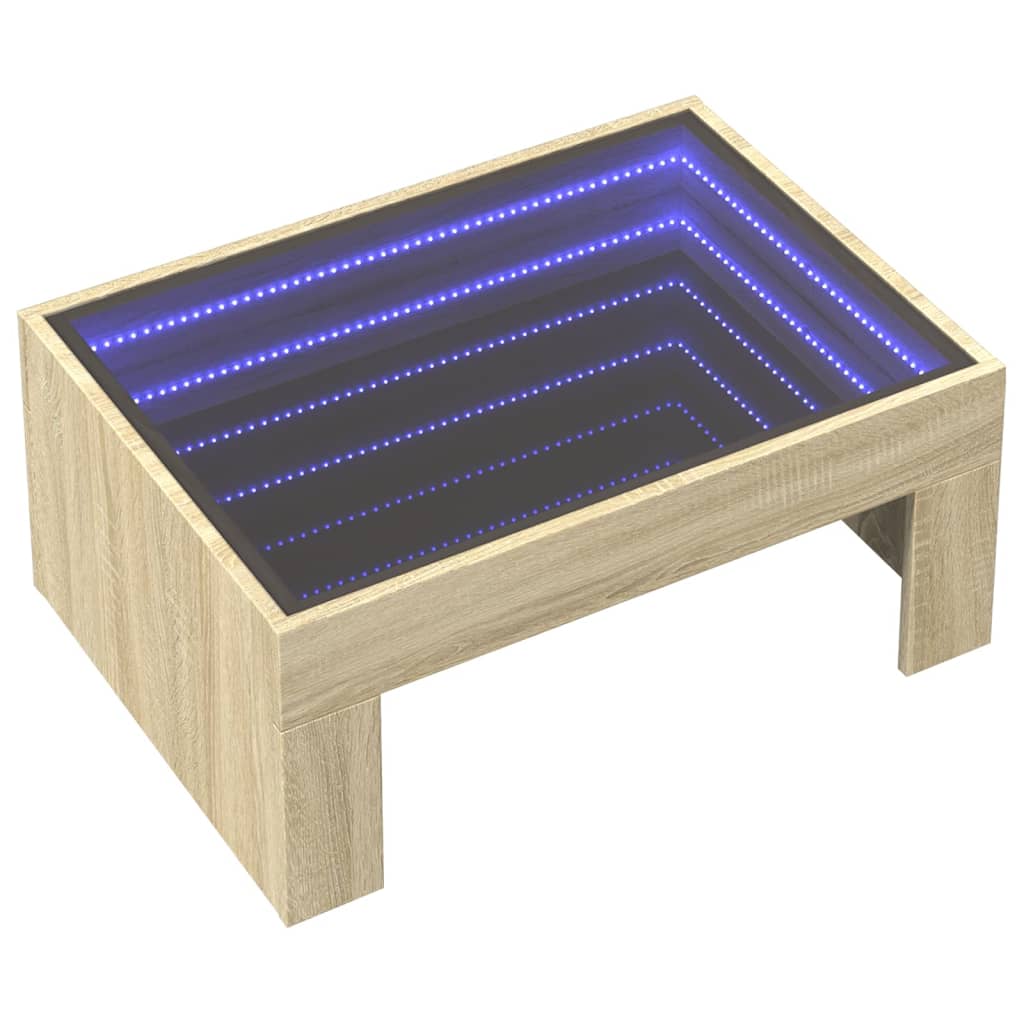 Klubska mizica z neskončnimi LED sonoma hrast 70x50x30 cm