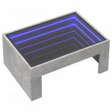 Klubska mizica z neskončnimi LED betonsko siva 70x50x30 cm