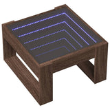 Klubska mizica z neskončnimi LED rjavi hrast 50x53x30 cm