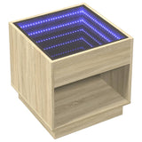 Klubska mizica z neskončnimi LED sonoma hrast 50x50x50 cm