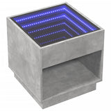 Klubska mizica z neskončnimi LED betonsko siva 50x50x50 cm