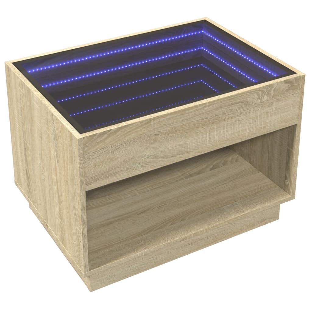 Klubska mizica z neskončnimi LED sonoma hrast 70x50x50 cm