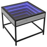 Klubska mizica z neskončnimi LED siva sonoma 50x50x41 cm