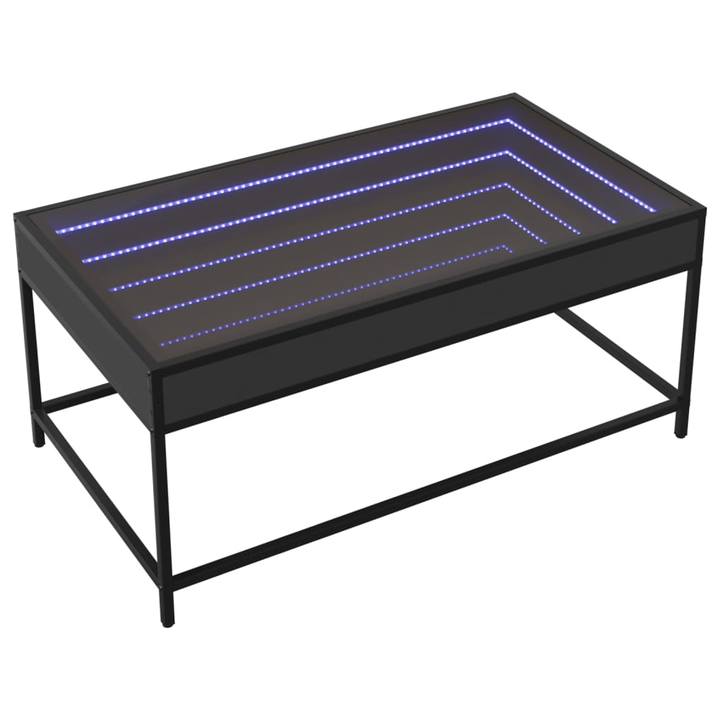 Klubska mizica z neskončnimi LED lučkami črna 90x50x41 cm