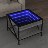 Klubska mizica z neskončnimi LED siva sonoma 50x50x38 cm