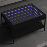 Klubska mizica z neskončnimi LED črna 70x50x38 cm