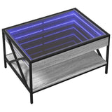 Klubska mizica z neskončnimi LED siva sonoma 70x50x38 cm