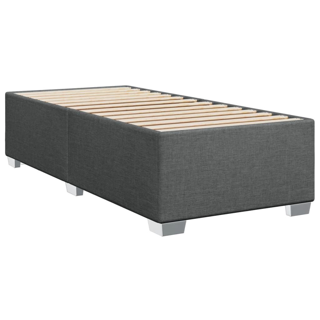 Box spring postelja z vzmetnico temno siva 90x200 cm blago