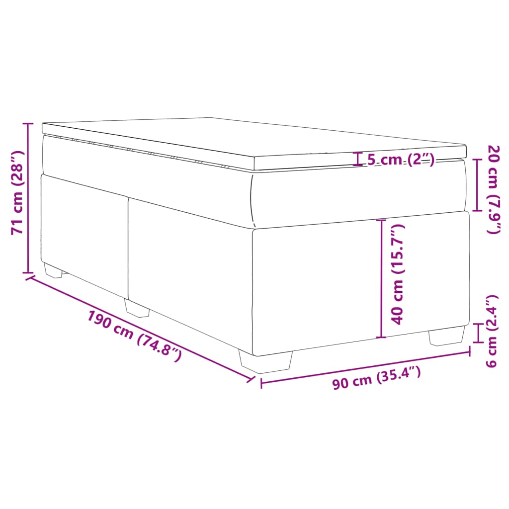 Box spring postelja z vzmetnico črn 90x190 cm blago