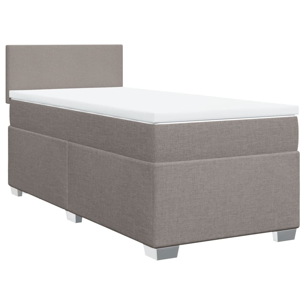 Box spring postelja z vzmetnico taupe 90x190 cm blago