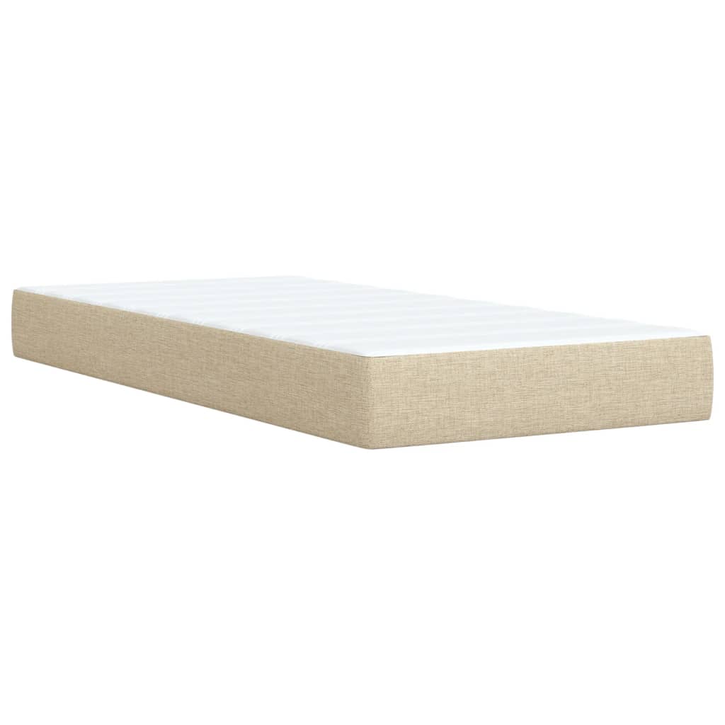 Box spring postelja z vzmetnico krem 90x190 cm blago