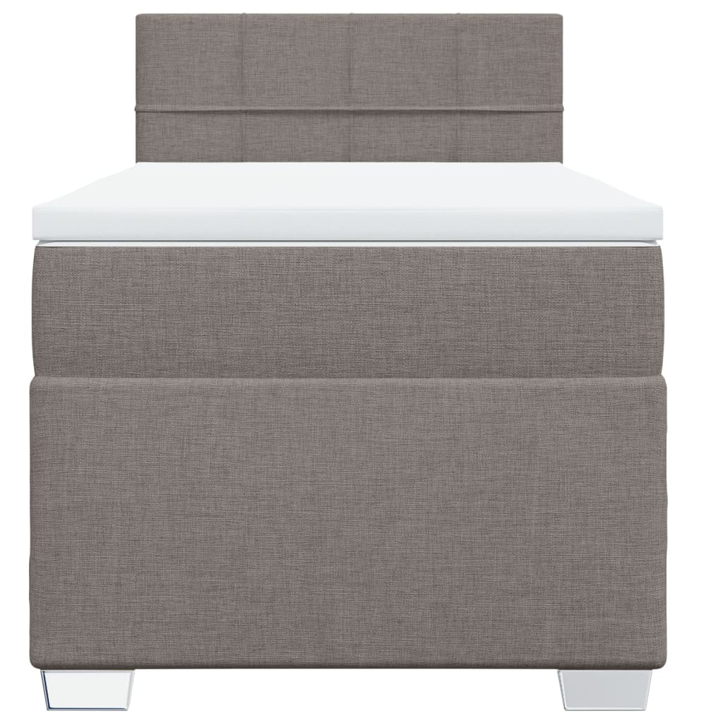 Box spring postelja z vzmetnico taupe 90x190 cm blago