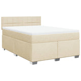 Box spring postelja z vzmetnico krem 140x200 cm blago