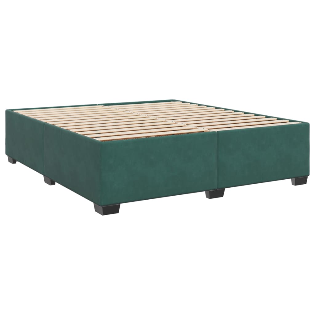 Box spring postelja z vzmetnico temno zelena 180x200 cm žamet