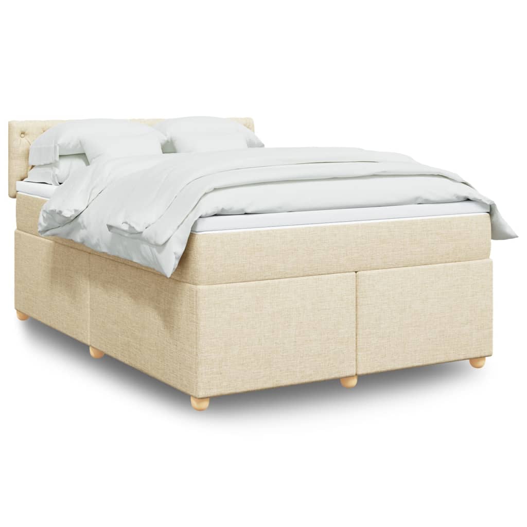 Box spring postelja z vzmetnico krem 140x200 cm blago