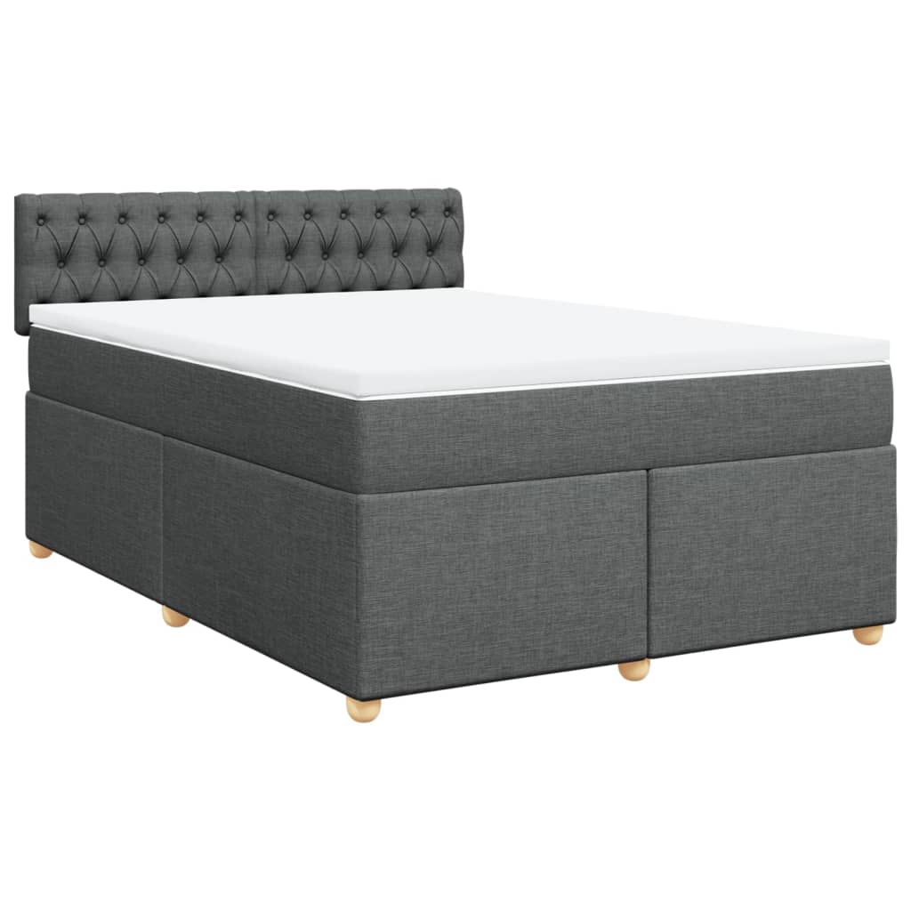 Box spring postelja z vzmetnico temno siva 160x200 cm blago