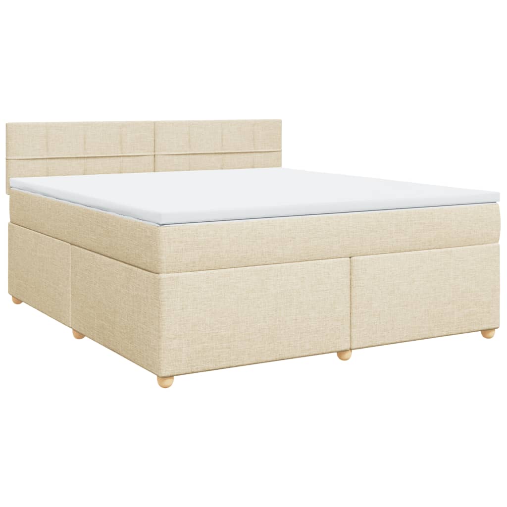 Box spring postelja z vzmetnico krem 180x200 cm blago