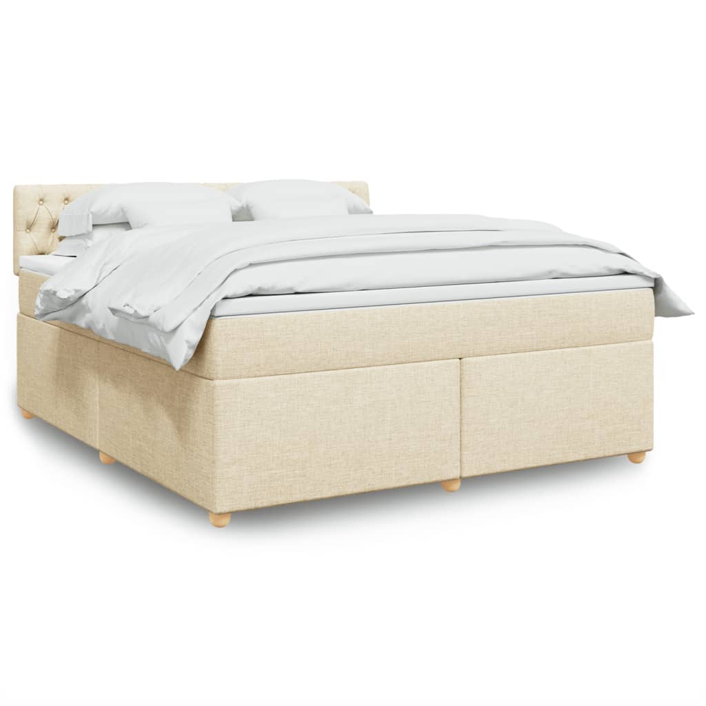 Box spring postelja z vzmetnico krem 180x200 cm blago