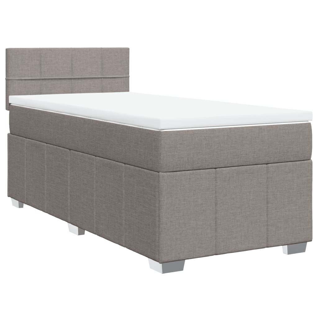 Box spring postelja z vzmetnico taupe 100x200 cm blago