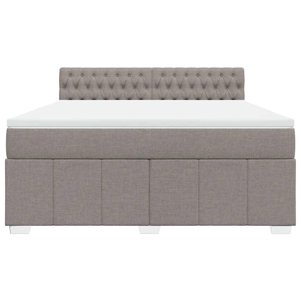 Box spring postelja z vzmetnico taupe 180x200 cm blago