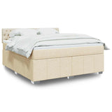 Box spring postelja z vzmetnico krem 180x200 cm blago