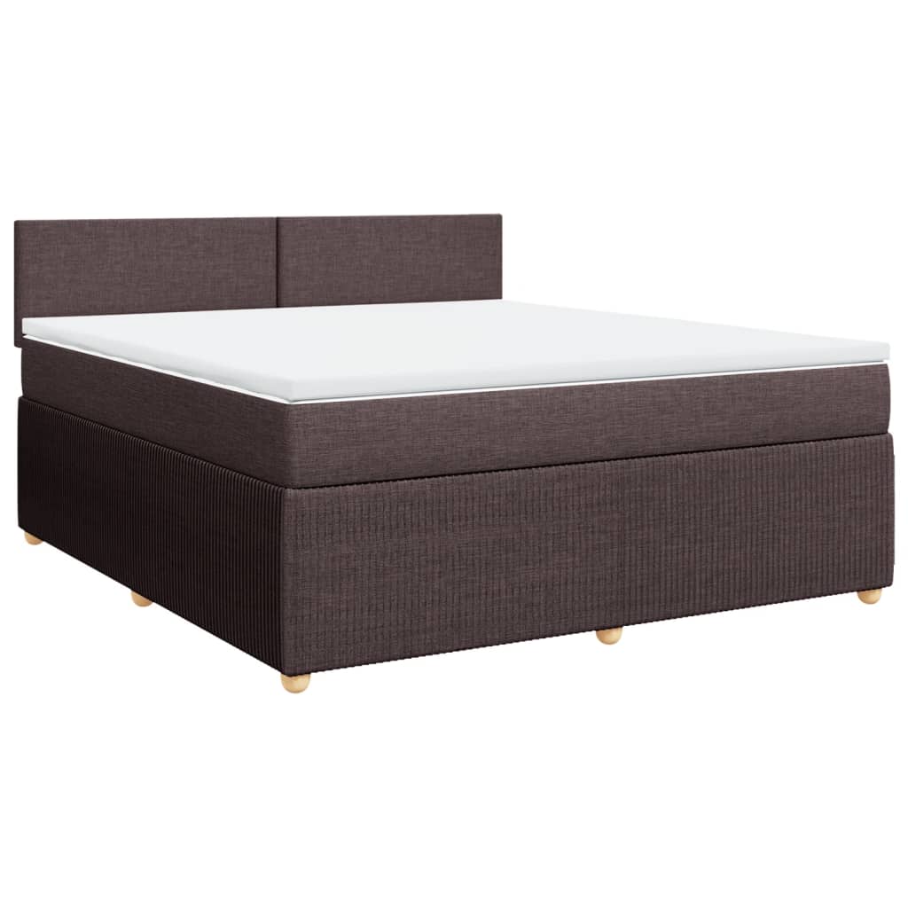 Box spring postelja z vzmetnico temno rjava 180x200 cm blago