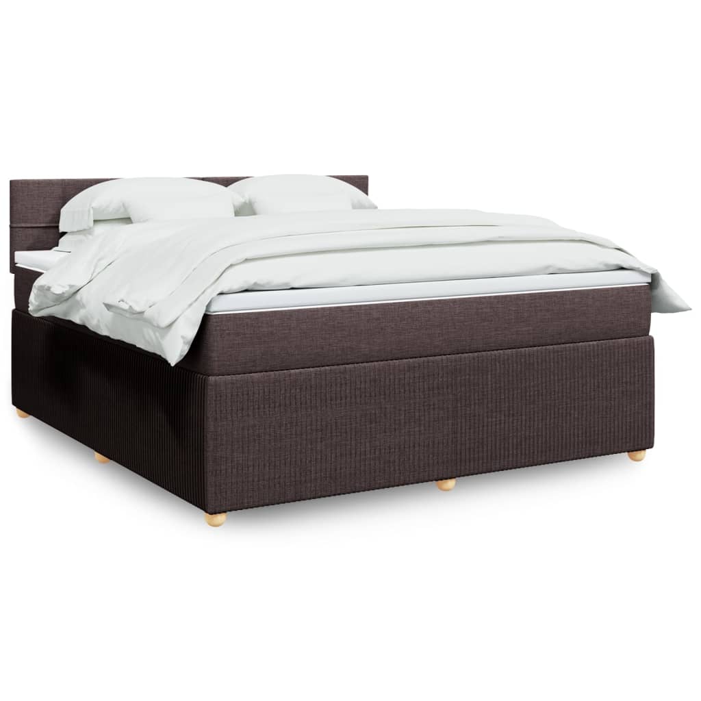 Box spring postelja z vzmetnico temno rjava 180x200 cm blago