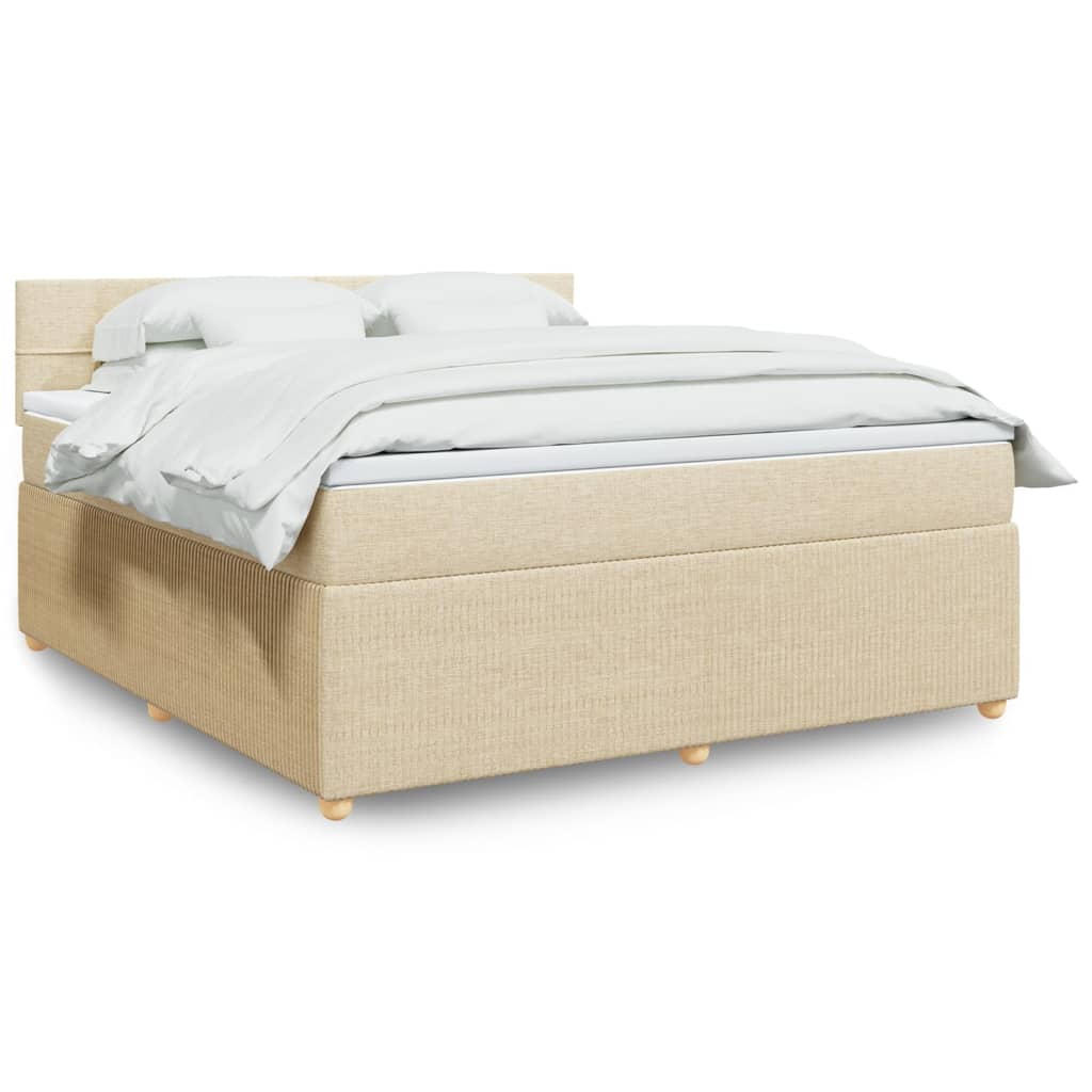 Box spring postelja z vzmetnico krem 180x200 cm blago