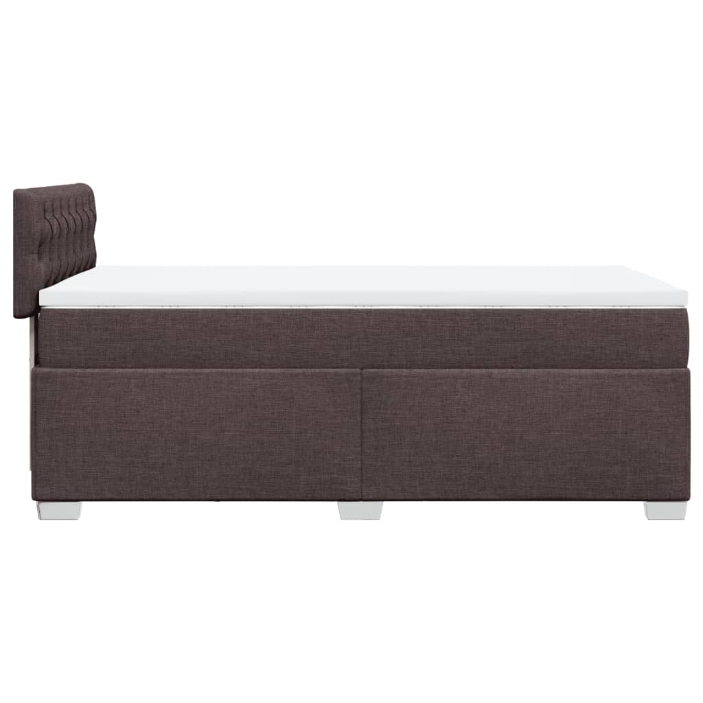 Box spring postelja z vzmetnico temno rjava 90x200 cm blago