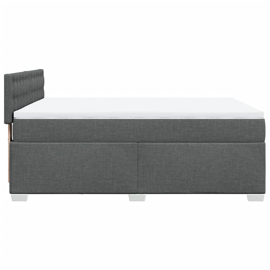 Box spring postelja z vzmetnico temno siva 140x200 cm blago