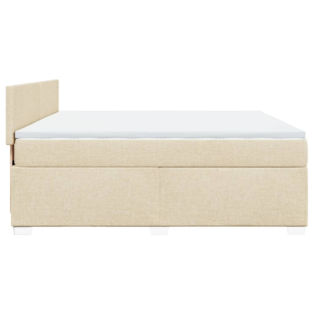 Box spring postelja z vzmetnico krem 180x200 cm blago