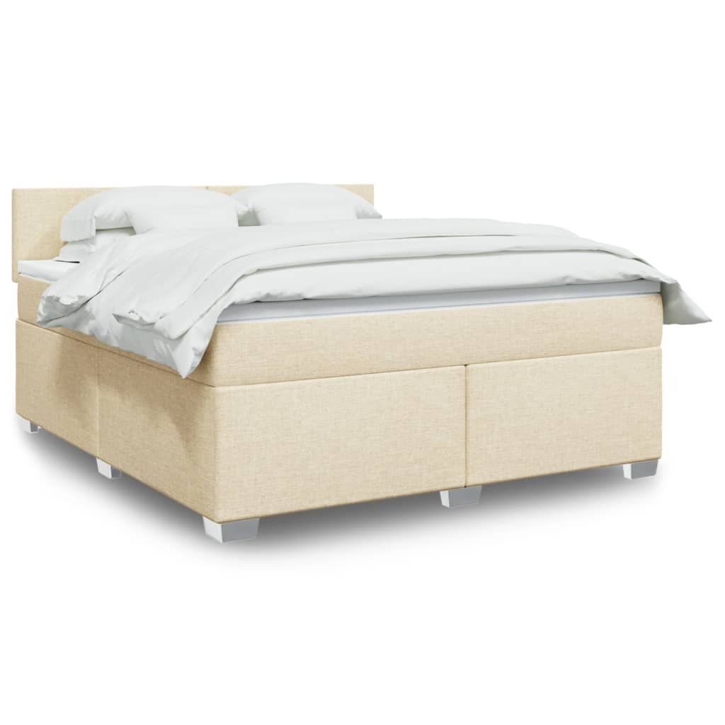 Box spring postelja z vzmetnico krem 180x200 cm blago