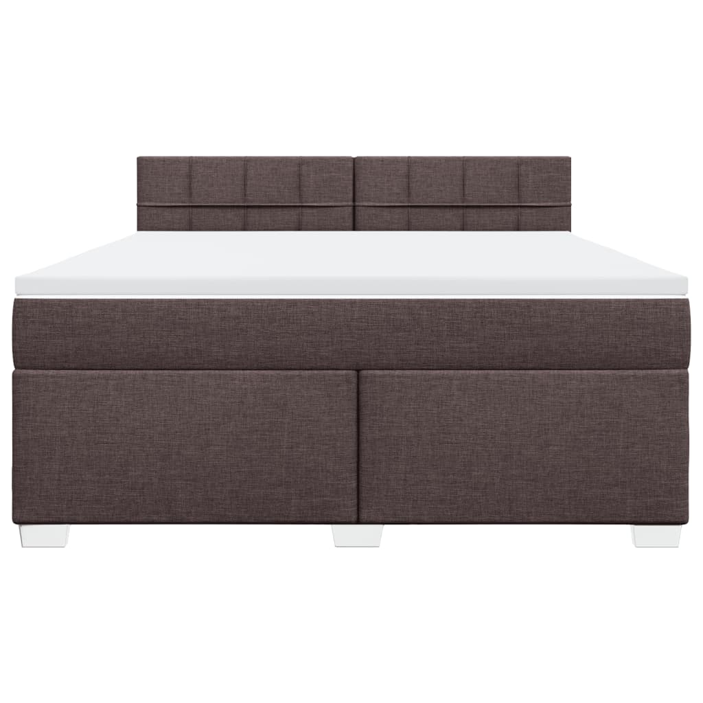 Box spring postelja z vzmetnico temno rjava 180x200 cm blago