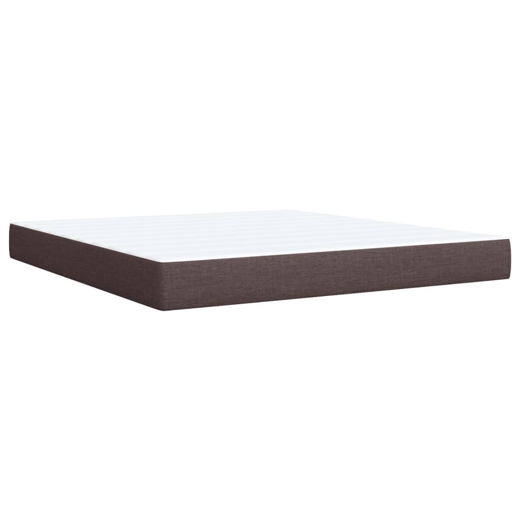 Box spring postelja z vzmetnico temno rjava 180x200 cm blago