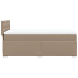 Box spring postelja z vzmetnico kapučino 90x190 cm umetno usnje