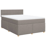 Box spring postelja z vzmetnico taupe 140x200 cm blago